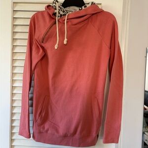 Ampersand Double Hood Coral Hooded Pullover with Leopard Lined Hood